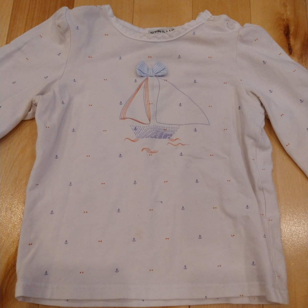 18m Cyrillus boat with bow girl long sleeves t-shirt French